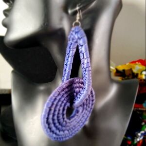 Stylish Purple Woven Earrings